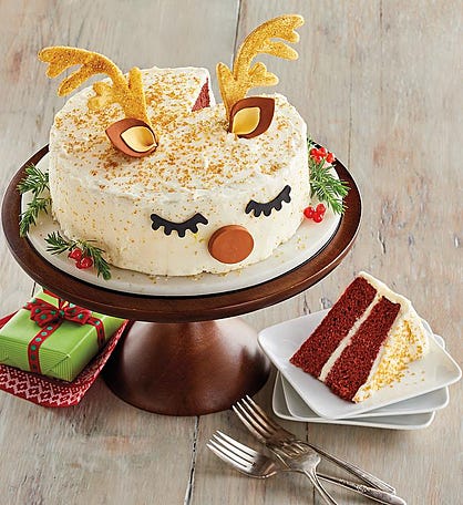 Red Velvet Cake with Reindeer Decorating Kit